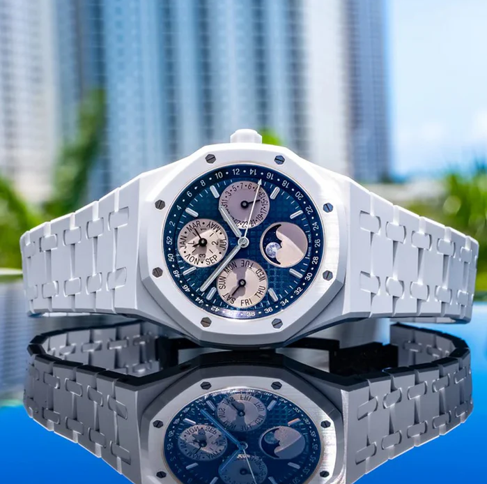 Luxury Timepieces – Lunar Phase White Ceramic Edition